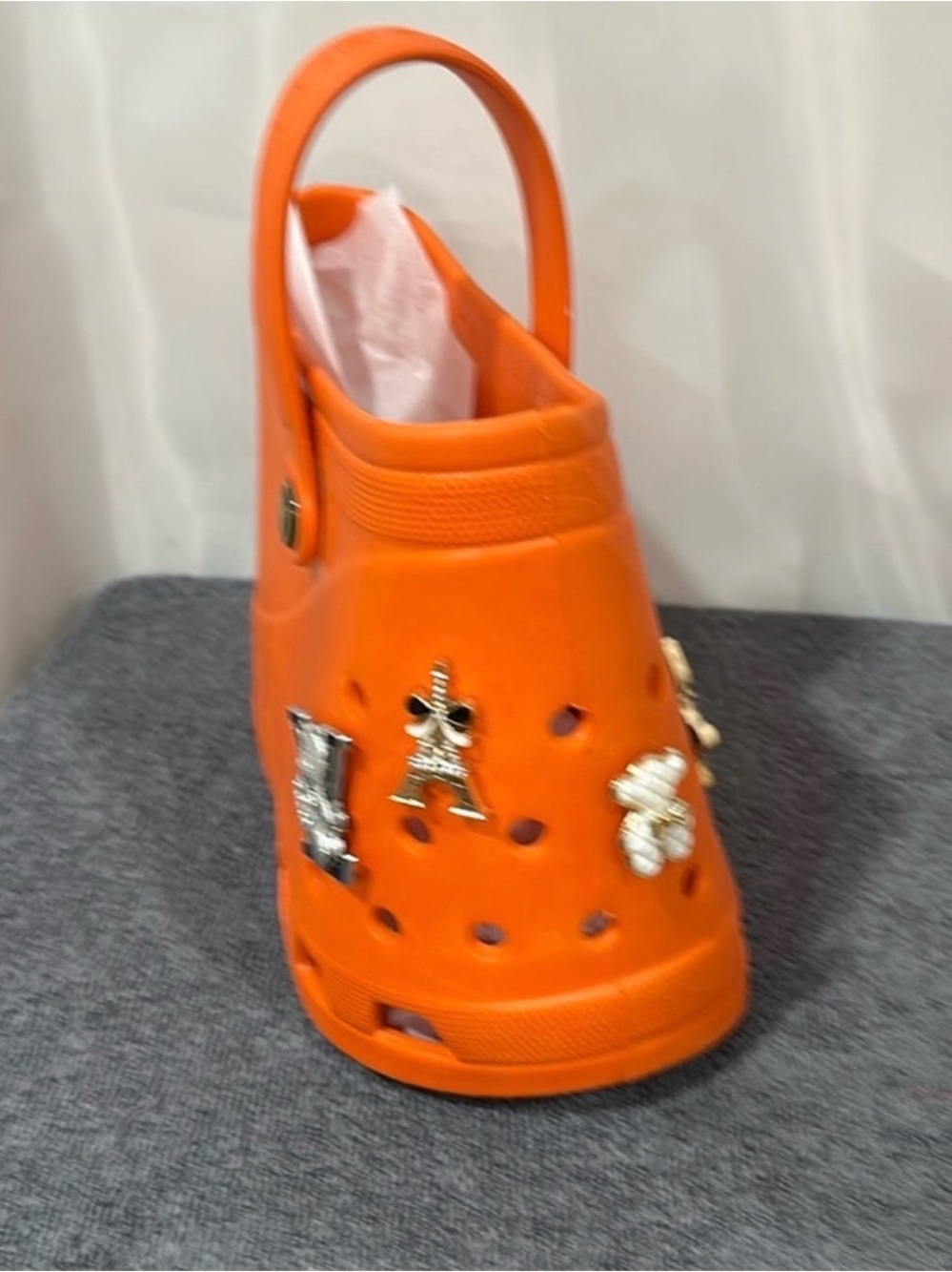 Orange Tote Bag with Charm Accents